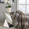 Geometrical Mirrored Side Table, Silver, Durable and Clear Design, Modern, Chic for Livingroom, Bedroom, Office 13.75''(L) x 13.75''(W) x 25.6''(H)