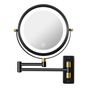 8.6" Wall Mounted Makeup Mirror with LED Lights, Double Sided 1X/10X Magnifying Mirror, 360¬∞ Swivel Bathroom Vanity Mirror with Extension Arm