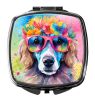 Poodle Hippie Dawg Compact Mirror Decorative Travel Makeup Mirror for Women Girls Gifts Pocket Makeup Mirror Folding Handheld