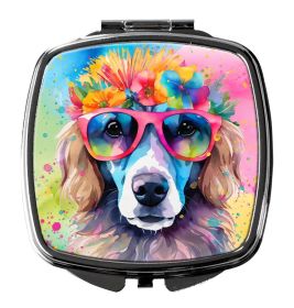 Poodle Hippie Dawg Compact Mirror Decorative Travel Makeup Mirror for Women Girls Gifts Pocket Makeup Mirror Folding Handheld