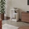 Vega Side Table in Melamine With Open Storage, White