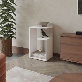 Vega Side Table in Melamine With Open Storage, White