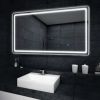 LED aluminum alloy frameless rounded rectangular silver full-length mirror with stand 63 * 16 * 1 inch Bathroom Vanity Mirror for Bedroom Entryway