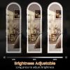 LED aluminum alloy frameless right angled arched silver full-length mirror with stand 63 * 20 * 1 inch Bathroom Vanity Mirror for Bedroom Entryway