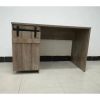 92205 Home Office Desk Hazelnut One Cabinet Three Shelves Faux Barn Door on Metal Euro Hinges Modesty Panel
