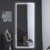 LED aluminum alloy frameless rounded rectangular silver full-length mirror with stand 63 * 16 * 1 inch Bathroom Vanity Mirror for Bedroom Entryway