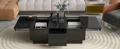 [VIDEO provided] ON-TREND Coffee Table with 2 large Hidden Storage Compartment, Extendable Cocktail Table with 2 Drawers