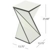 Geometrical Mirrored Side Table, Silver, Durable and Clear Design, Modern, Chic for Livingroom, Bedroom, Office 13.75''(L) x 13.75''(W) x 25.6''(H)