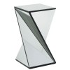 Geometrical Mirrored Side Table, Silver, Durable and Clear Design, Modern, Chic for Livingroom, Bedroom, Office 13.75''(L) x 13.75''(W) x 25.6''(H)