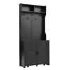 ON-TREND Farmhouse 4-in-1 Hall Tree with Barn Doors, Movable Bench with 7 Hanging Hooks and Shoe Storage Cabinet