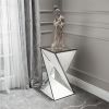 Geometrical Mirrored Side Table, Silver, Durable and Clear Design, Modern, Chic for Livingroom, Bedroom, Office 13.75''(L) x 13.75''(W) x 25.6''(H)