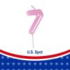Macaron Pink Number 7 Candles,Pink First Birthday Candles,Macaron Happy Birthday Candle for Cake 11cm 24pcs
