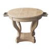 Curved Legs Farmhouse Style Small Size Round Dining Table End Table Side Table Coffee Table for Dinette, Kitchen, Dining Room or Living Room