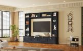 ON-TREND Large Wall Unit Entertainment Center with Bookshelves for TVs Up to 78'', Modern TV Console with Cabinets and Open Shelves