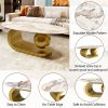 Modern Oval Coffee Table for Living Room, Marble Pattern Sintered Stone Coffee Tabletop with Gold Stainless Steel Base in 47.2"
