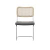 Set of 2, Leather Dining Chair with High-Density Sponge, Rattan Chair for Dining room, Living room, Bedroom, Gray