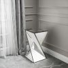 Geometrical Mirrored Side Table, Silver, Durable and Clear Design, Modern, Chic for Livingroom, Bedroom, Office 13.75''(L) x 13.75''(W) x 25.6''(H)
