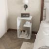 Vega Side Table in Melamine With Open Storage, White