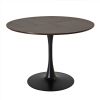 42.13"Modern Round Dining Table,Four Patchwork Tabletops with Brown Oak Color Solid Wood Veneer Table Top,Metal Base Dining Table