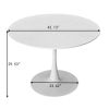 42.13"Modern Round Dining Table,Four Patchwork Tabletops with White Solid Wood Veneer Table Top,Metal Base Dining Table