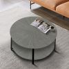 31.5"D x 31.5''W x 18.3''H Round Coffee Table With 2-Tier Storage, Farmhouse Living Room Cocktail Table With Black Metal Leg