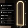 LED aluminum alloy frameless right angled arched silver full-length mirror with stand 63 * 20 * 1 inch Bathroom Vanity Mirror for Bedroom Entryway