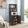 Coffee Bar Cabinet Kitchen Cabinet with Microwave Stand Metal Frame Side Home Source Bar Cabinet Cabinet and Hollow out Barn Design Wood Cabinet L26.7