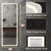 LED aluminum alloy frameless rounded rectangular white full-length mirror with stand 63 * 16 * 1 inch Bathroom Vanity Mirror for Bedroom Entryway