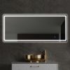 LED aluminum alloy frameless rounded rectangular silver full-length mirror with stand 63 * 16 * 1 inch Bathroom Vanity Mirror for Bedroom Entryway