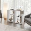 Vega Side Table in Melamine With Open Storage, White