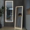 LED aluminum alloy right angled rectangular white full-length mirror with stand 63 * 20 * 1 inch Bathroom Vanity Mirror for Bedroom Entryway