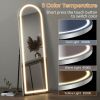 LED aluminum alloy frameless right angled arched silver full-length mirror with stand 63 * 20 * 1 inch Bathroom Vanity Mirror for Bedroom Entryway