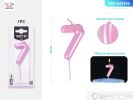 Macaron Pink Number 7 Candles,Pink First Birthday Candles,Macaron Happy Birthday Candle for Cake 11cm 24pcs
