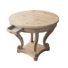 Curved Legs Farmhouse Style Small Size Round Dining Table End Table Side Table Coffee Table for Dinette, Kitchen, Dining Room or Living Room