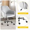Accent chair Modern home office leisure chair with adjustable velvet height and adjustable casters (LIGHTGRAY)