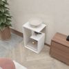 Vega Side Table in Melamine With Open Storage, White