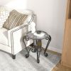 Tempered Glass Surface Coffee Table Set of 3, Decor Elliptical Coffee Table with Round End Side Tables