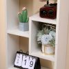 Bookshelf, Freestanding Wood Open Bookcase with 5 Cubes, with 2 keyhole hangers