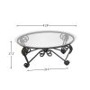 Tempered Glass Surface Coffee Table Set of 3, Decor Elliptical Coffee Table with Round End Side Tables