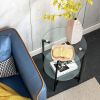 2-piece set (Clear) Tempered Glass End Table, Round Coffee Table for Bedroom Living Room Office