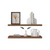 Ecco 31.5" Wide Floating Shelves Set of 2, Shelves for Wall Decor for Bedroom, Bathroom Storage Shelves, Book Shelves for Living Room Mahogany