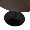 42.13"Modern Round Dining Table,Four Patchwork Tabletops with Brown Oak Color Solid Wood Veneer Table Top,Metal Base Dining Table