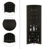 Corner Bar Cabinet, Three Shelves, Eight Built-in Wine Rack, Two Side Shelves, Black