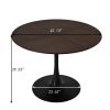 42.13"Modern Round Dining Table,Four Patchwork Tabletops with Brown Oak Color Solid Wood Veneer Table Top,Metal Base Dining Table