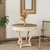 Curved Legs Farmhouse Style Small Size Round Dining Table End Table Side Table Coffee Table for Dinette, Kitchen, Dining Room or Living Room