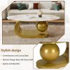Modern Oval Coffee Table for Living Room, Marble Pattern Sintered Stone Coffee Tabletop with Gold Stainless Steel Base in 47.2"