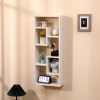 Bookshelf, Freestanding Wood Open Bookcase with 5 Cubes, with 2 keyhole hangers