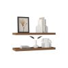 Ecco 31.5" Wide Floating Shelves Set of 2, Shelves for Wall Decor for Bedroom, Bathroom Storage Shelves, Book Shelves for Living Room Mahogany