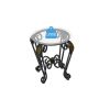 Tempered Glass Surface Coffee Table Set of 3, Decor Elliptical Coffee Table with Round End Side Tables