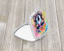 Poodle Hippie Dawg Compact Mirror Decorative Travel Makeup Mirror for Women Girls Gifts Pocket Makeup Mirror Folding Handheld
